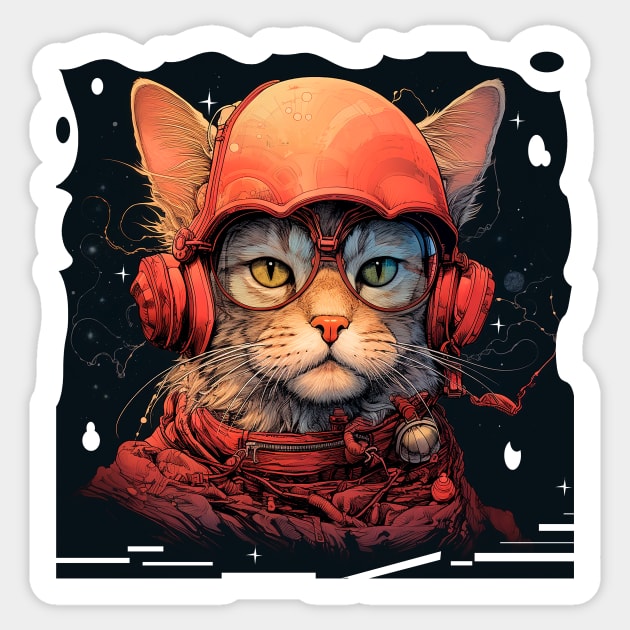 Cat from the Future Sticker by enyeniarts